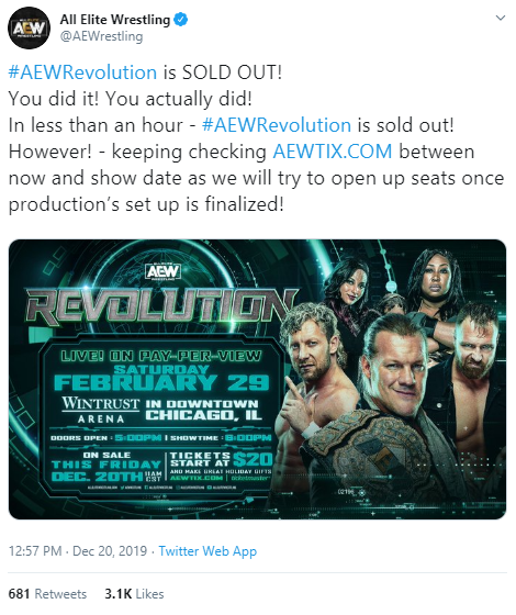 AEW Revolution Sold Out in One Hour AEW Revolution Sells Out in One Hour