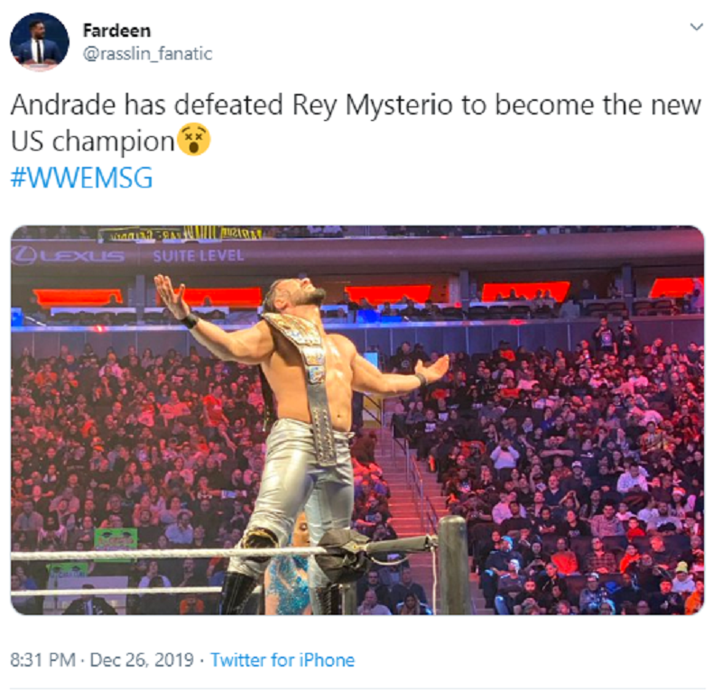 WWE Andrade beat Rey Mysterio for the United States Championship Andrade beat Rey Mysterio for the United States Championship