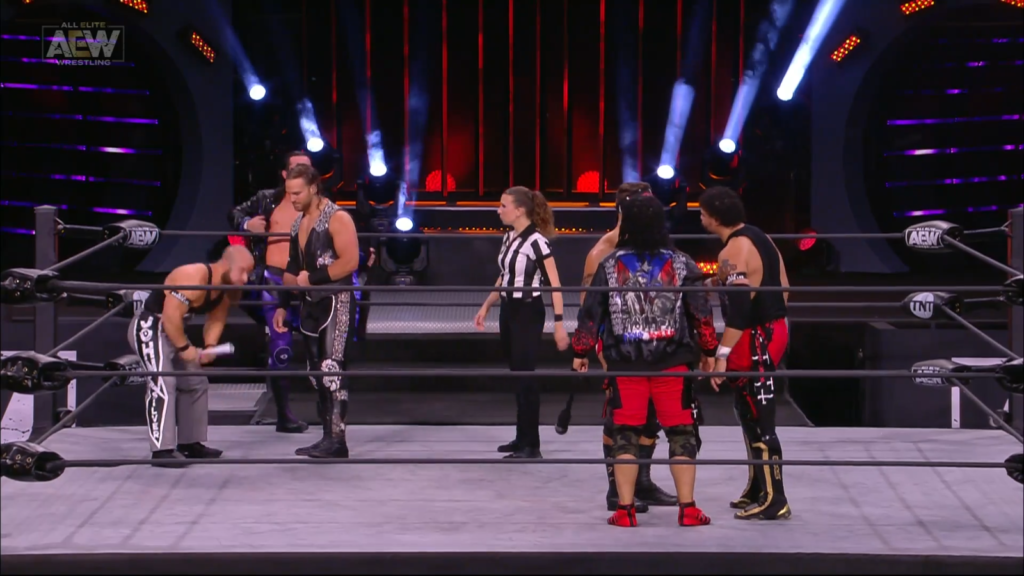 AEW Dynamite Results: Hangman Page and Dark Order (John Silver & Alex Reynolds) vs. Inner Circle [MJF, Santana & Ortiz]