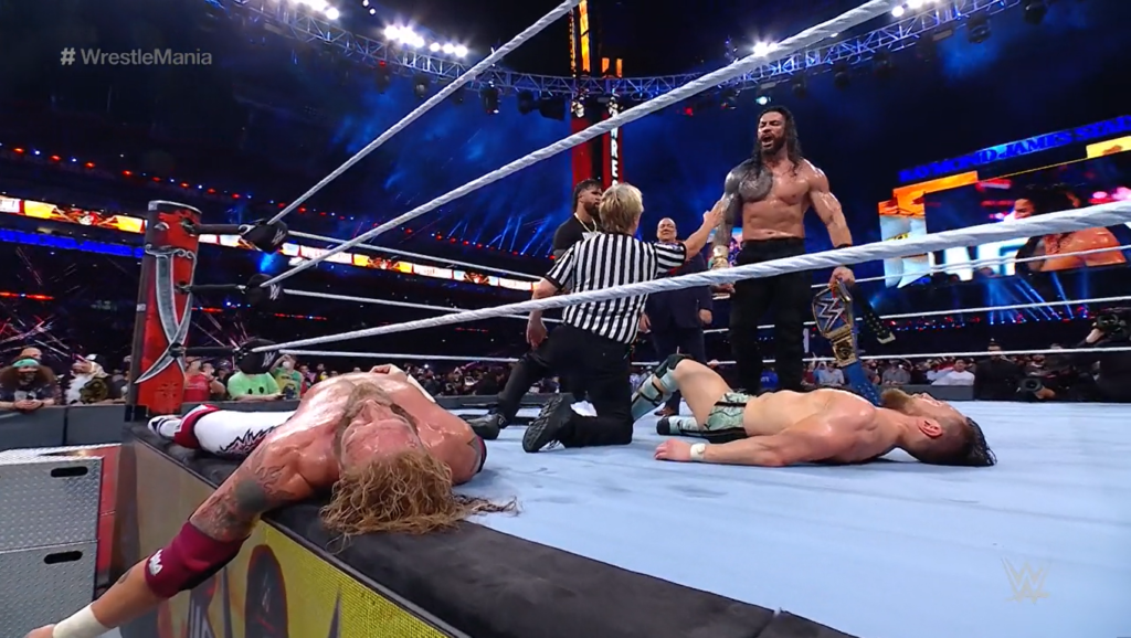 WWE Wrestlemania 37 Night Two Results: Roman Reigns Defeats Edge & Daniel Bryan Via Conchairtos To Retain WWE Universal Championships