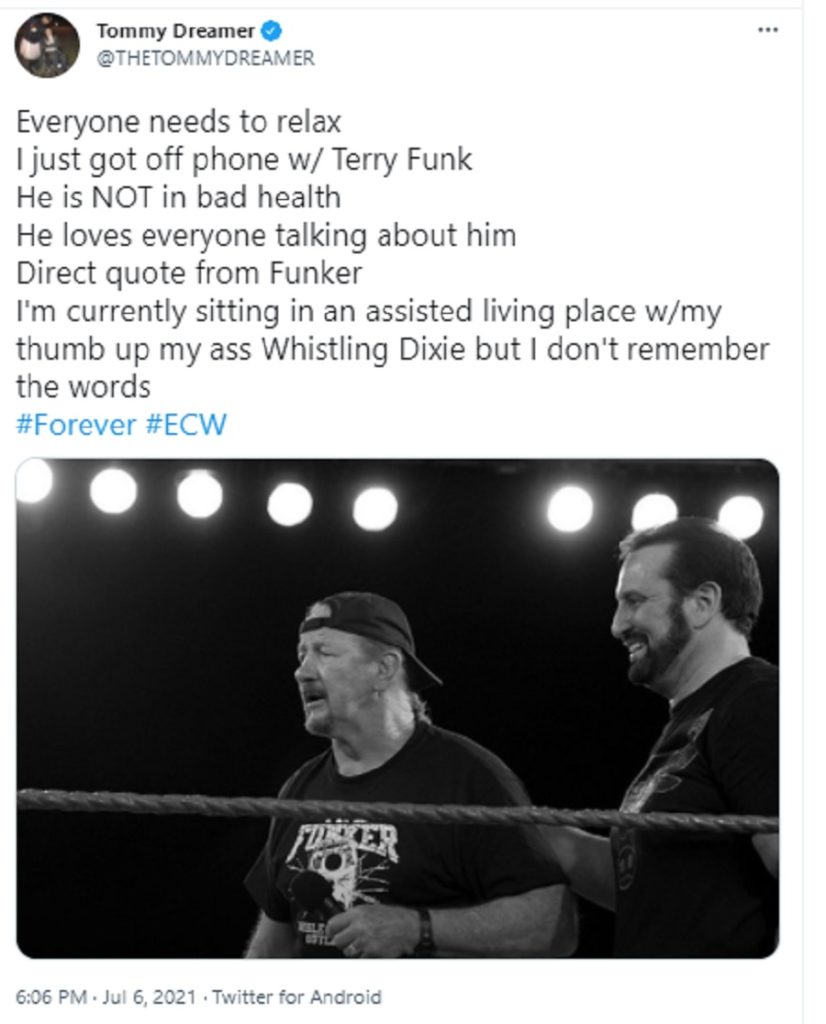 ECW Original Terry Funk’s Health a Concern, Living in an Assisted Living Facility Terry Funk