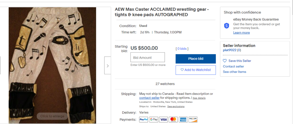 Max Caster Selling Ring Worn AEW Gear On Ebay, Planning Retirement? Max Caster Selling AEW Gear On Ebay, Planning Retirement?