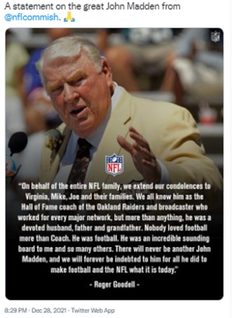 John Madden Passed Away