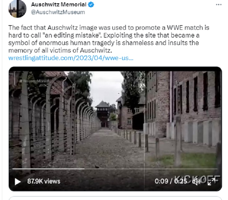 Auschwitz Memorial Museum Calls Out WWE for Using Auschwitz Footage for Promotional Use Auschwitz Memorial Museum Calls Out WWE for Using Auschwitz Footage for Promotional Use