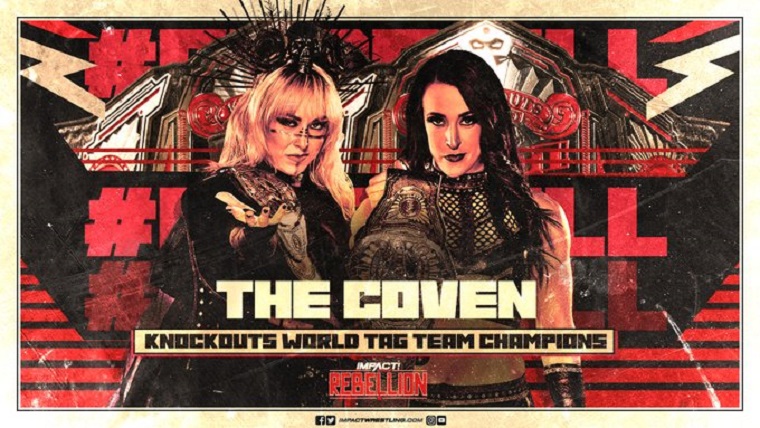 Impact Wrestling Rebellion Results (4/16) – Countdown to Rebellion – Champagne Singh and Shera Defeated Heath and Rhino by Pinfall; Countdown to Rebellion – Impact Knockouts Tag Team Championship – The Coven (Taylor Wilde, KiLynn King) (c) Defeated The Death Dollz (Rosemary, Jessicka) by Pinfall Impact Wrestling Rebellion Results (4/16) – Countdown to Rebellion - Champagne Singh and Shera Defeated Heath and Rhino by Pinfall; Countdown to Rebellion - Impact Knockouts Tag Team Championship - The Coven (Taylor Wilde, KiLynn King) (c) Defeated The Death Dollz (Rosemary, Jessicka) by Pinfall