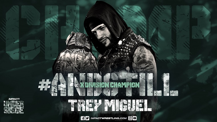 Impact Wrestling Under Siege Results (5/26) – X-Division Championship – Trey Miguel (c) Defeated Chris Sabin by Pinfall; Number 1 contenders Match – Alex Shelley Defeated Yuya Uemura (Pin), Moose, Eddie Edwards, Jonathan Gresham, and Frankie Kazarian Impact Wrestling Under Siege Results (5/26) - X-Division Championship - Trey Miguel (c) Defeated Chris Sabin by Pinfall; Number 1 contenders Match – Alex Shelley Defeated Yuya Uemura (Pin), Moose, Eddie Edwards, Jonathan Gresham, and Frankie Kazarian