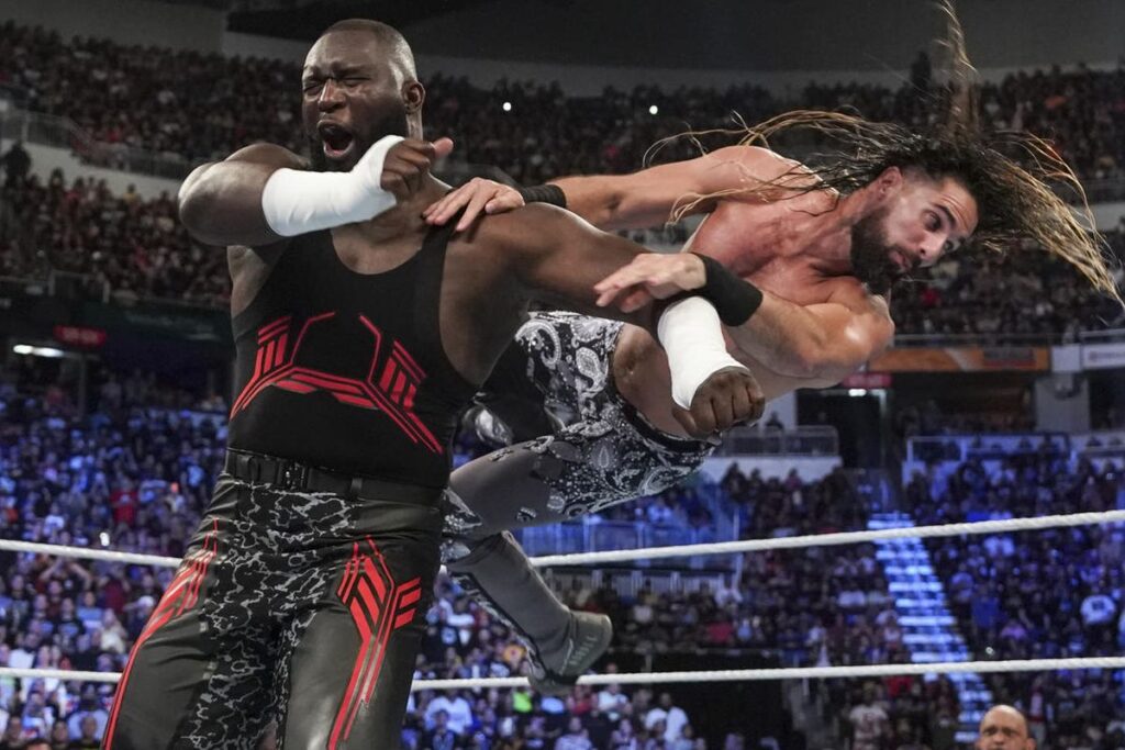 Omos Praises Seth Rollins, Notes WWE Backlash Was First Singles Match Together