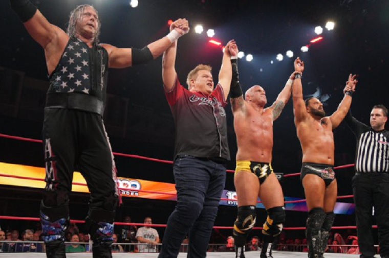 Impact Wrestling IMPACT! 1000 Results (9/21) – Jake Something Defeated Dirty Dango w/Alpha Bravo by Pinfall; Eric Young, Scott D’Amore and America’s Most Wanted (Chris Harris, James Storm) Defeated Kenny King, Sheldon Jean, The Design (Deaner, Kon) by Pinfall Impact Wrestling IMPACT! 1000 Results (9/21) - Jake Something Defeated Dirty Dango w/Alpha Bravo by Pinfall; Eric Young, Scott D’Amore and America’s Most Wanted (Chris Harris, James Storm) Defeated Kenny King, Sheldon Jean, The Design (Deaner, Kon) by Pinfall